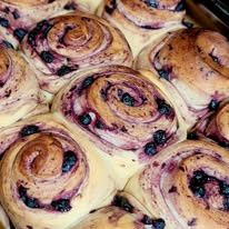 Swirled rolls baked with blueberries