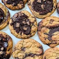 Chocolate chunk cookies on a tray
